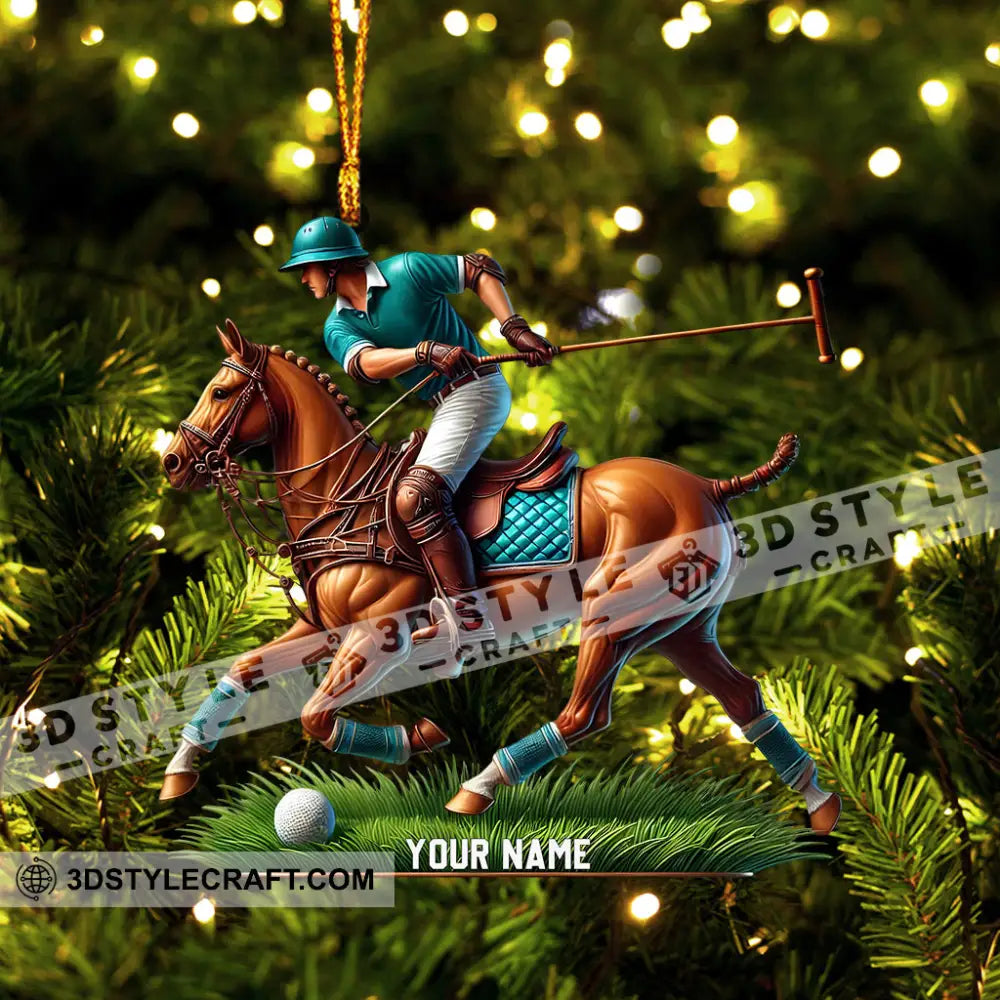Polo Player Decor Christmas Ornament Personalized