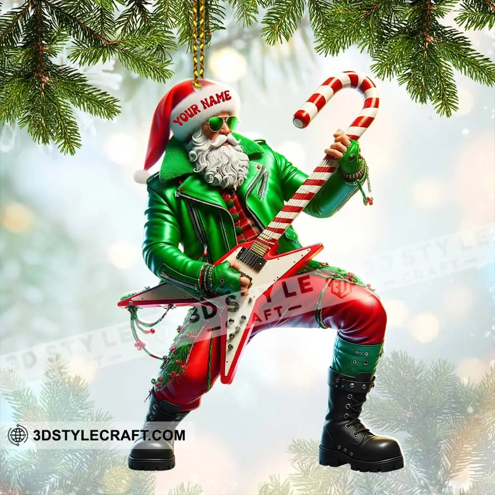 Rock Star Santa Home Decor Christmas Ornament Personalized Ornament Ornament