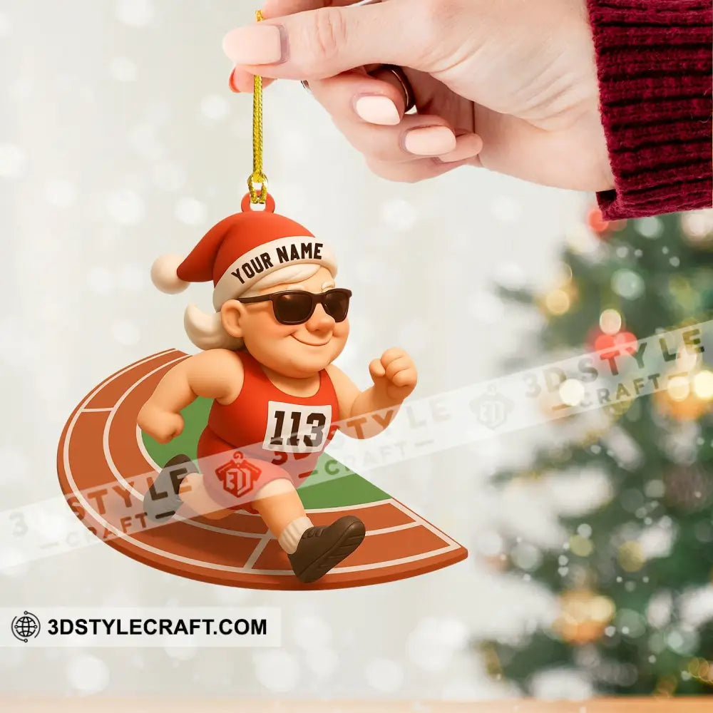 Running Santa Home Decor Christmas Ornament Personalized Ornament Ornament