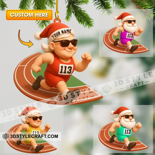 Running Santa Home Decor Christmas Ornament Personalized Ornament 3.54’’ / 1 Ornament Ornament