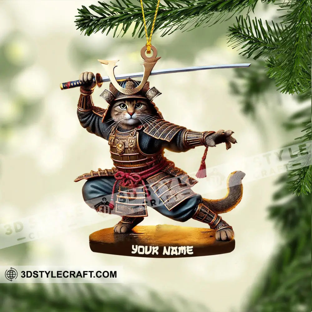 Samurai Cat Christmas Home Decor Ornament Personalized