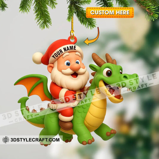 Santa And Fly Dragon Home Decor Christmas Ornament Personalized Ornament 3.54’’ / 1 Ornament Ornament