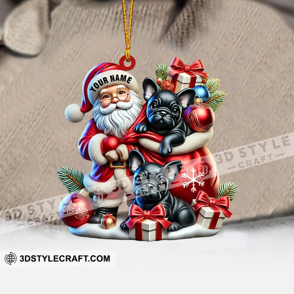Santa And French Bulldog Home Decor Christmas Ornament Personalized