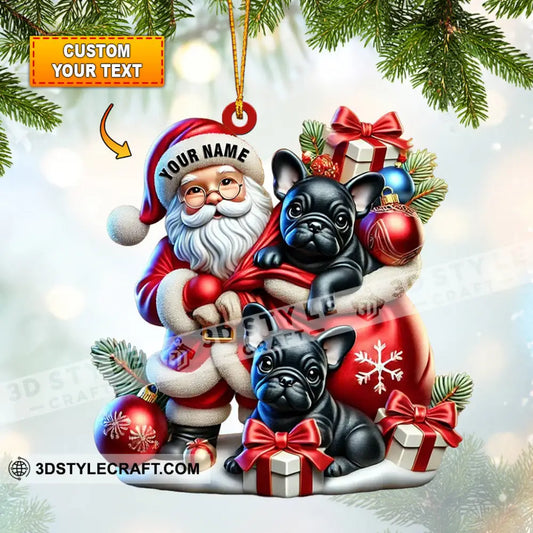 Santa And French Bulldog Home Decor Christmas Ornament Personalized 3.54’’ / 1
