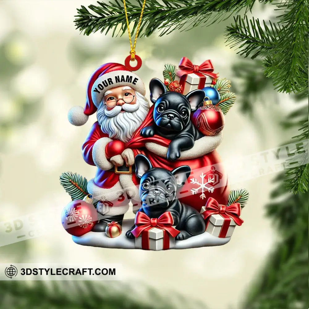 Santa And French Bulldog Home Decor Christmas Ornament Personalized
