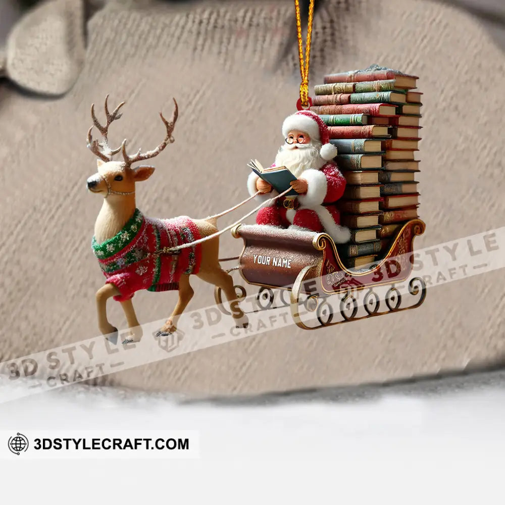Santa Book Lover Home Decor Christmas Ornament Personalized