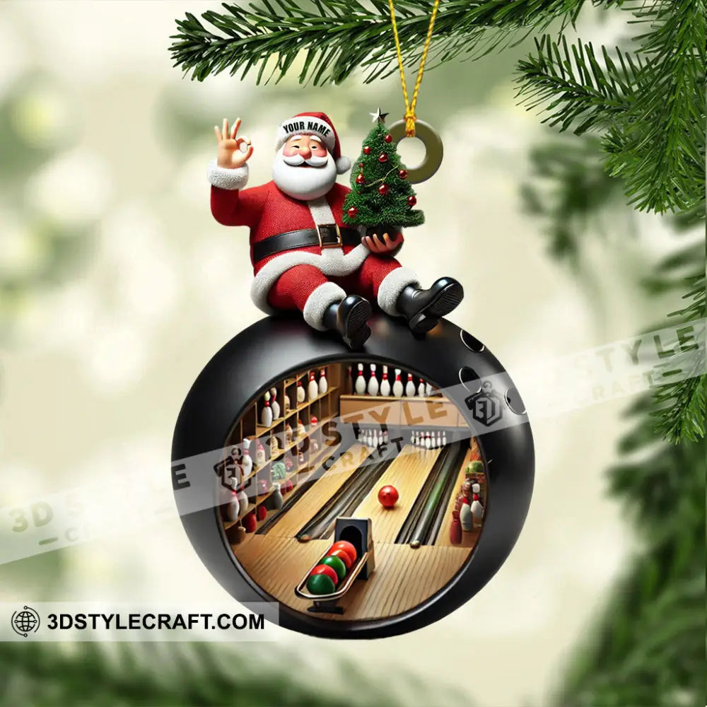Santa Bowling Lover Christmas Home Decor Ornament Personalized