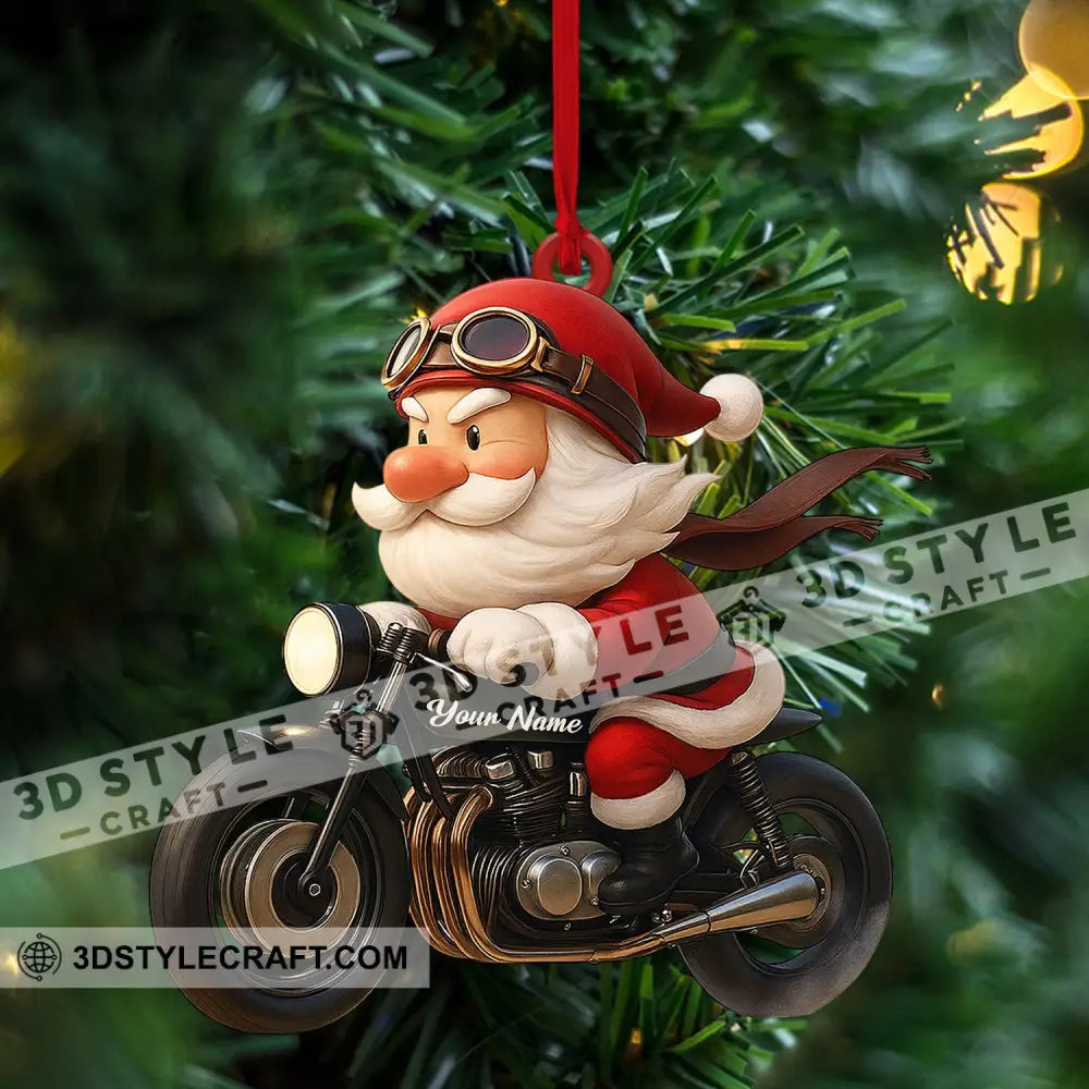 Santa Drives Motorbike Home Decor Christmas Ornament Personalized Ornament Ornament