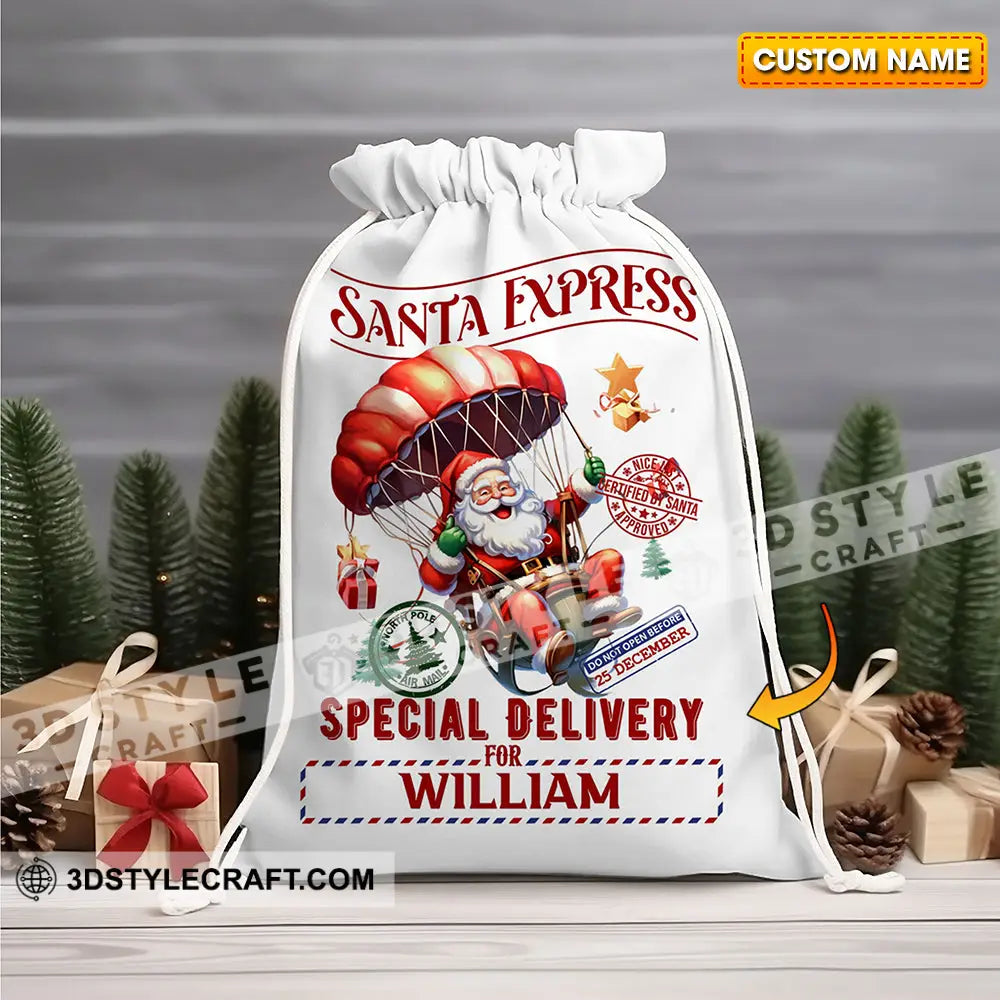 Santa Express Special For Custom Text Personalized String Bag Christmas Gift 13X15 In - 33X39 Cm