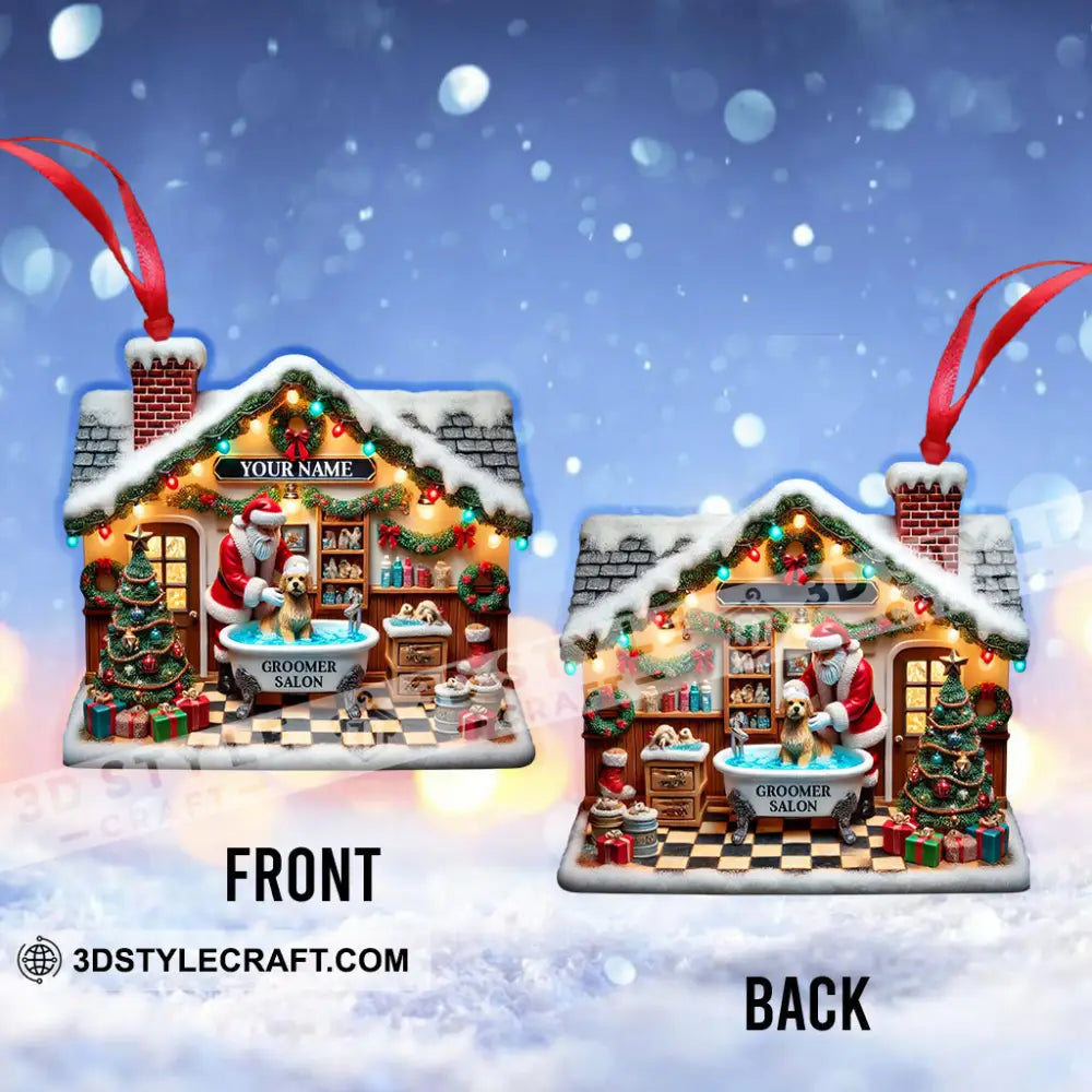 Santa Groomer Salon Home Decor Christmas Ornament Personalized