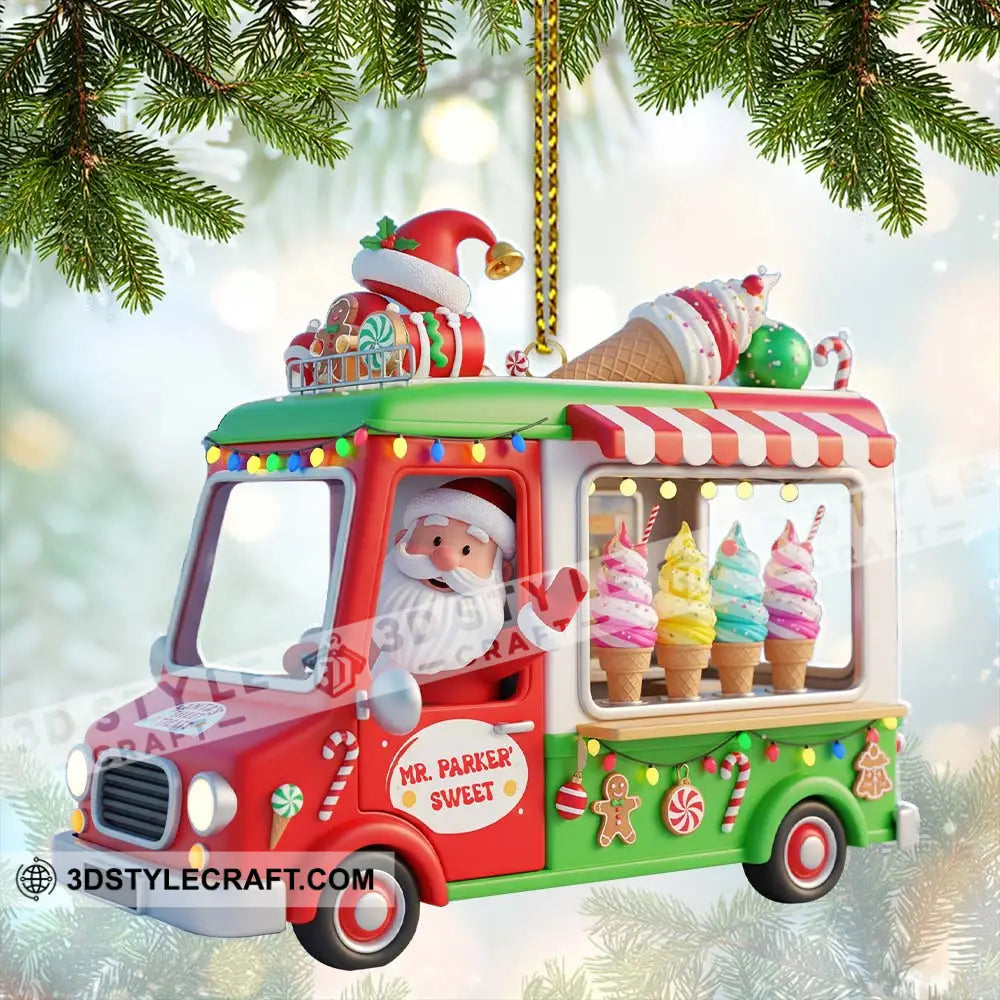 Santa Ice Cream Car Home Decor Christmas Ornament Personalized Ornament Ornament