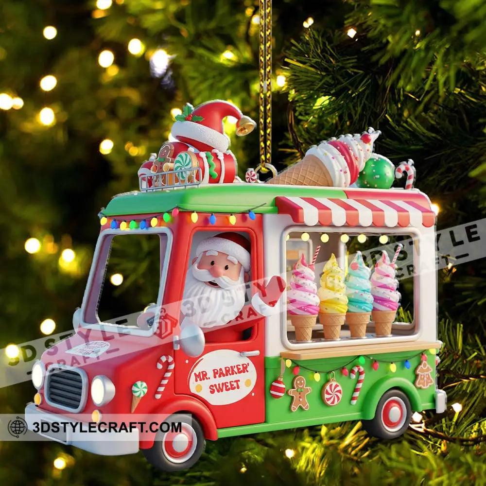 Santa Ice Cream Car Home Decor Christmas Ornament Personalized Ornament Ornament