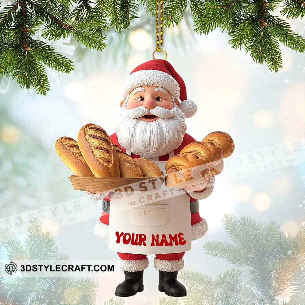 Santa Making Bread Home Decor Christmas Ornament Personalized Ornament Ornament