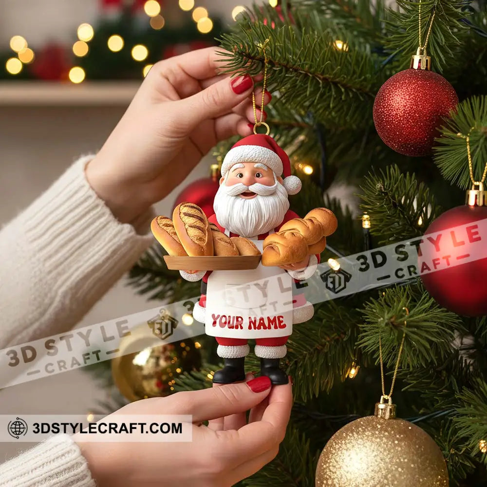 Santa Making Bread Home Decor Christmas Ornament Personalized Ornament Ornament