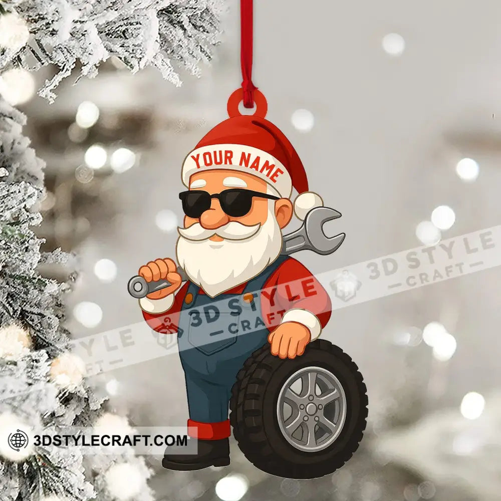 Santa Mechanic Christmas Home Decor Christmas Ornament Personalized Ornament Ornament