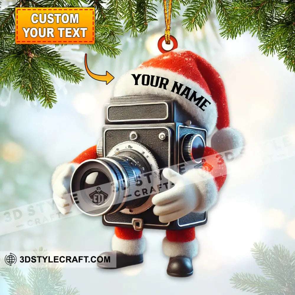 Santa Photographer Lover Christmas Home Decor Ornament Personalized 3.54’’ / 1