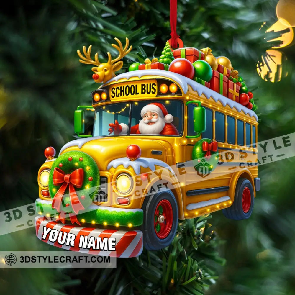 Santa School Bus Home Decor Christmas Ornament Personalized Ornament Ornament