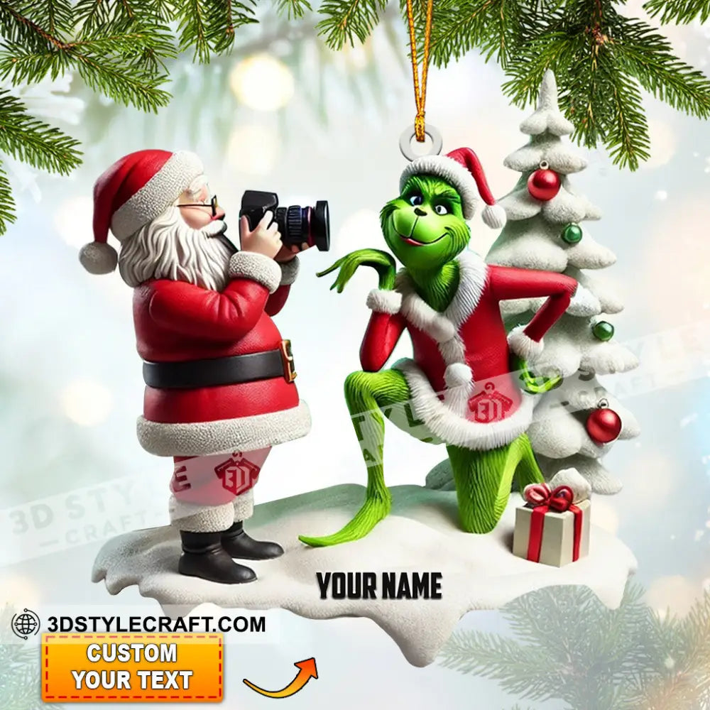 Santa Take Photo Home Decor Christmas Ornament Personalized 3.54’’ / 1
