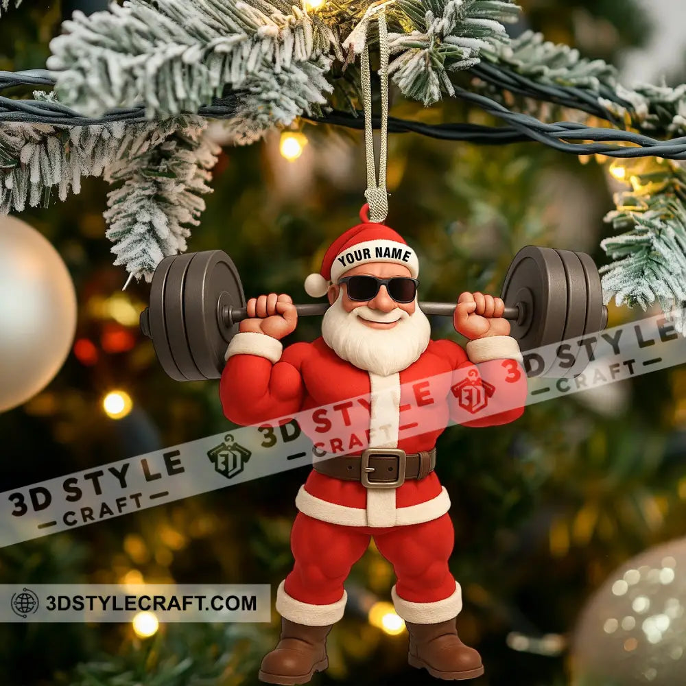 Santa Weightlifting Home Decor Christmas Ornament Personalized Ornament Ornament