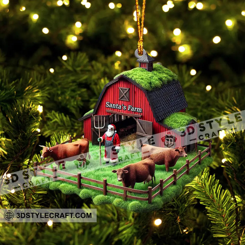 Santa’s Farm Christmas Ornament Personalized
