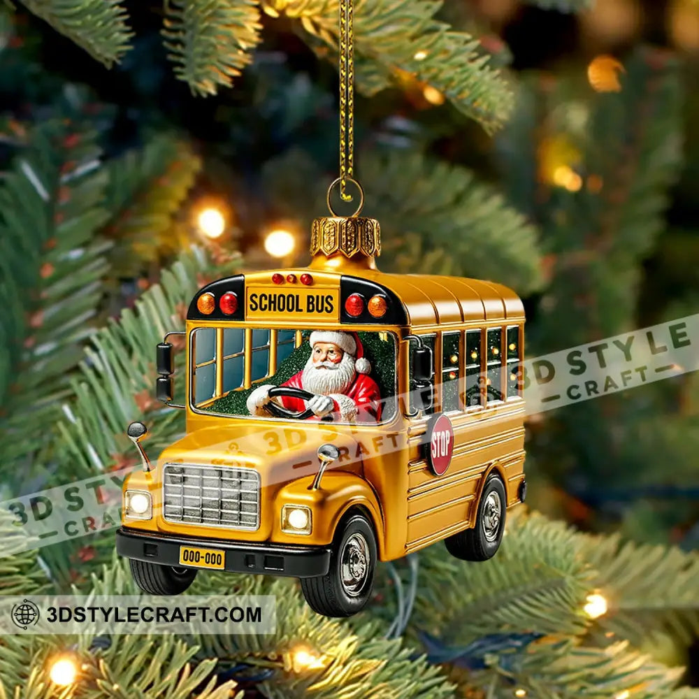 School Bus Santa Home Decor Christmas Ornament Personalized Ornament Ornament