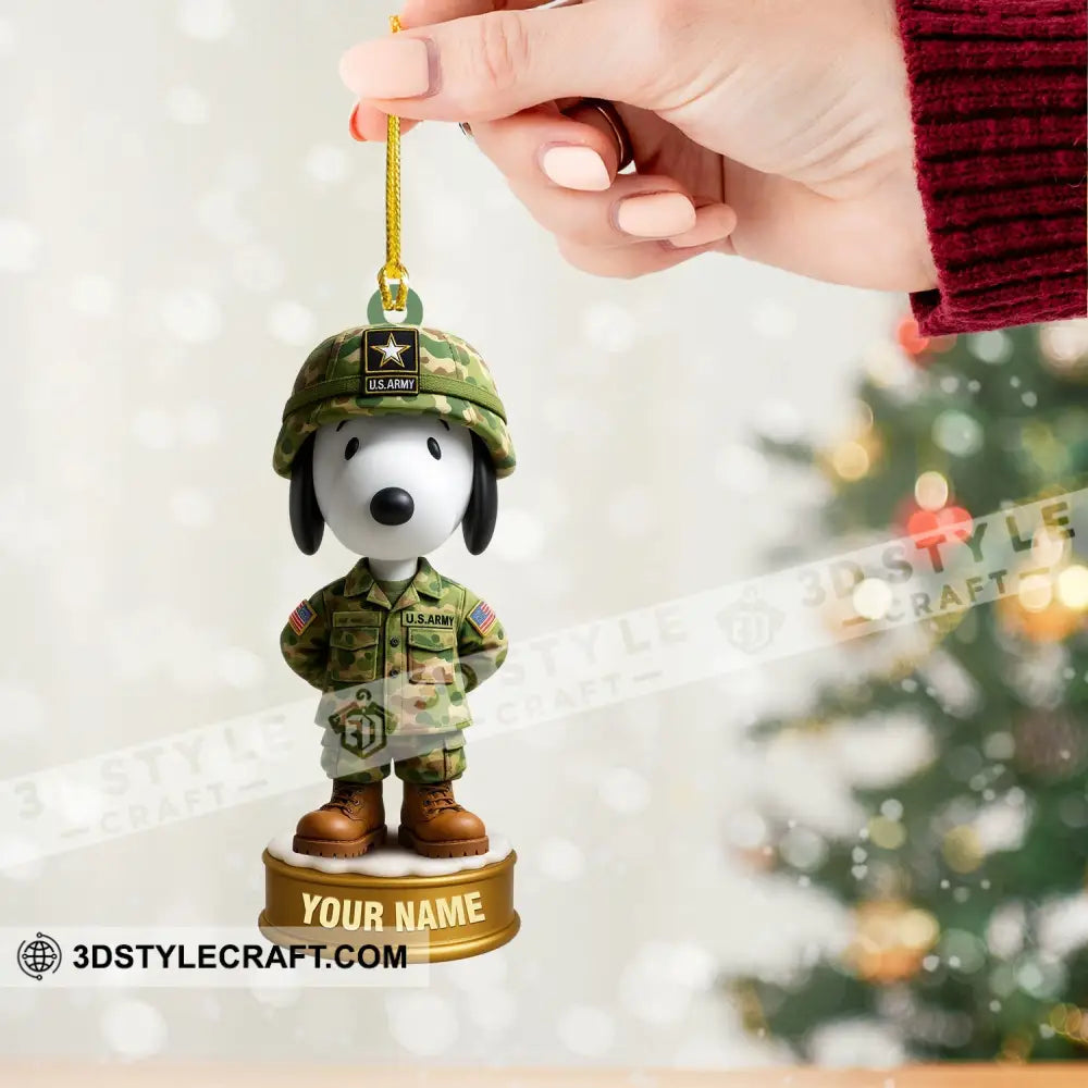 Snoopy Army Home Decor Christmas Ornament Personalized Ornament Ornament