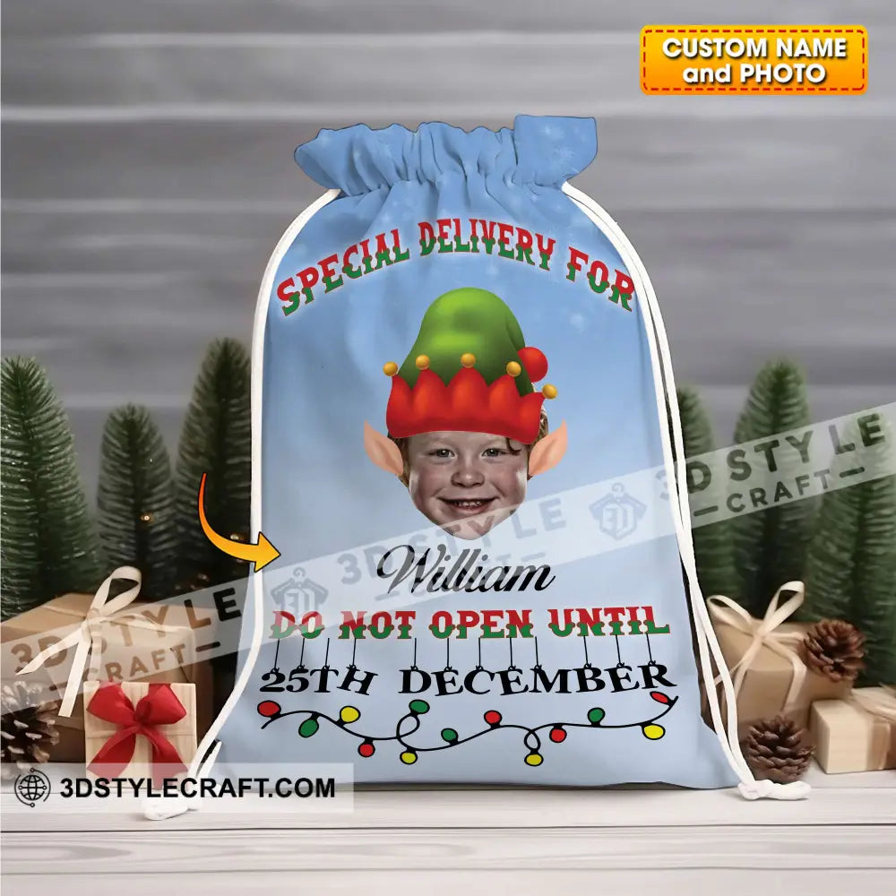 Special Christmas Delivery For Kid Custom Photo And Text Personalized String Bag Gift