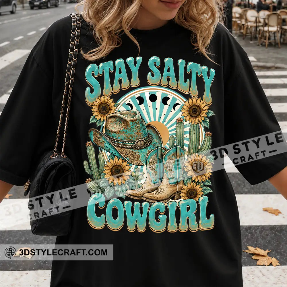 Stay Salty Cowgirl Cute T-Shirt Cute Collectible Gift - Classic Tee/Unisex Tee / Black / S - Apparel