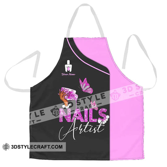 Unisex Apron - Custom Name Apron For Hot Pink Nails Artist style option 2