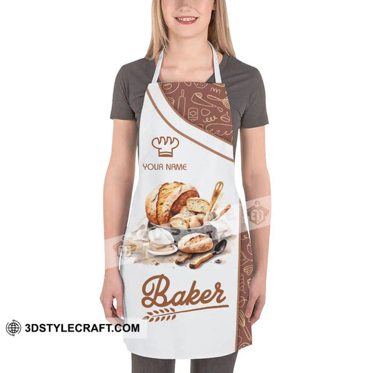 Unisex Apron - Custom Name White Apron - Baker Making Apparel style option 3