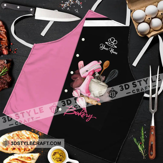 Unisex Apron - Custom Name White Apron - Bakery Apparel style option 3
