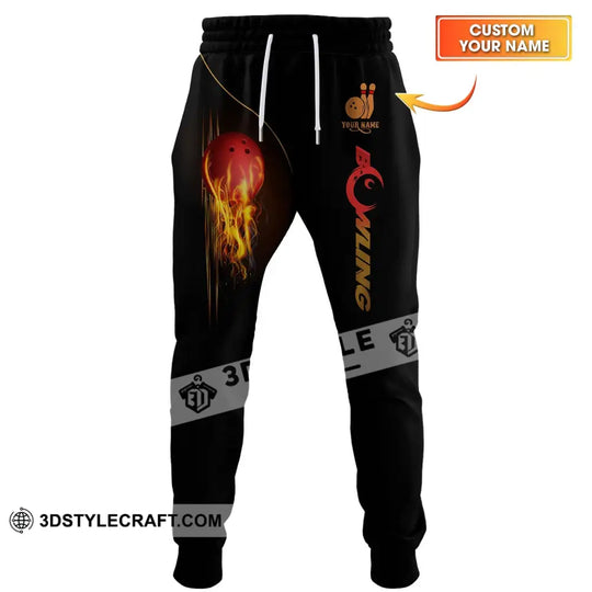 Unisex Pants - Custom Name Fire Bowling Pants style option 1