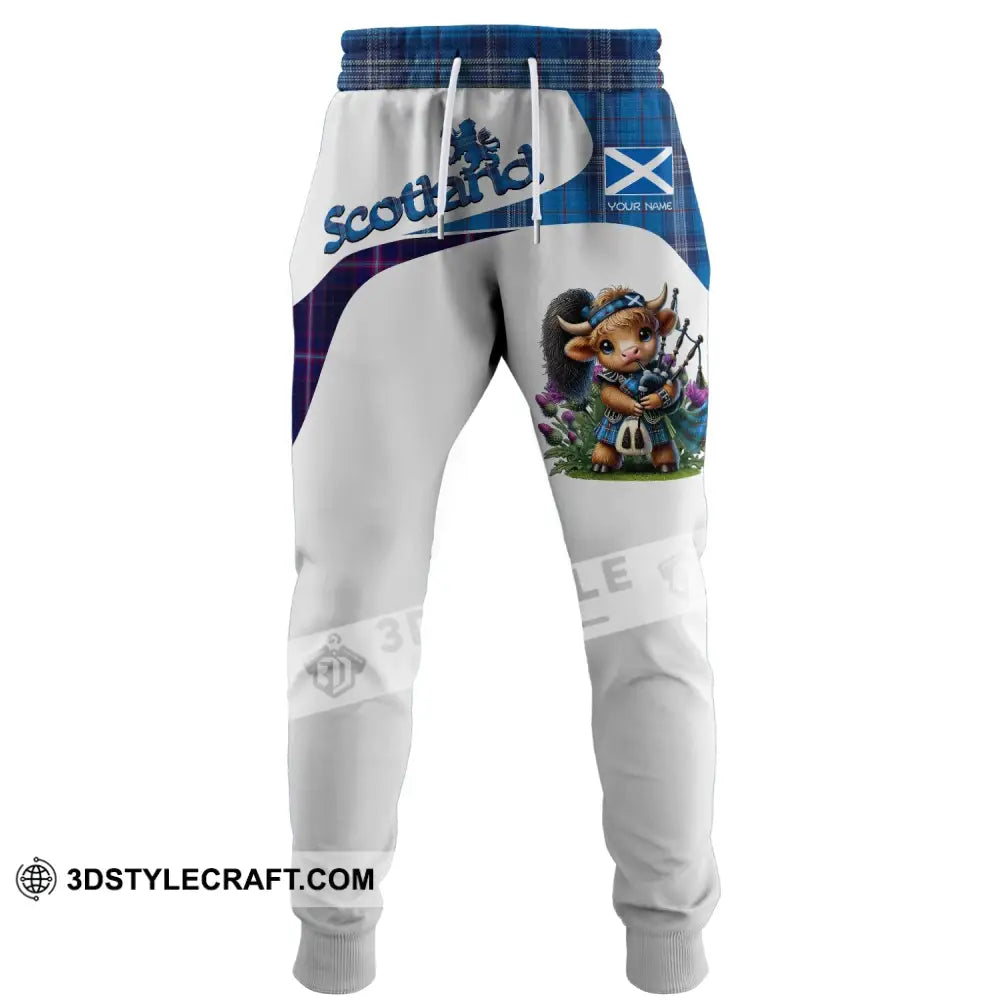 Unisex Pants - Custom Text Pants Scotland Highland Cow With Bagpipes Pants Pants