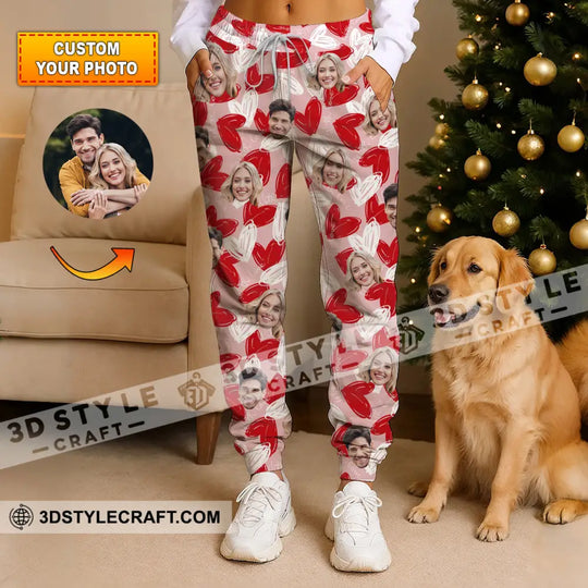 Unisex Pants - Pink Heart Couple Lover, Sport Pants style option 1