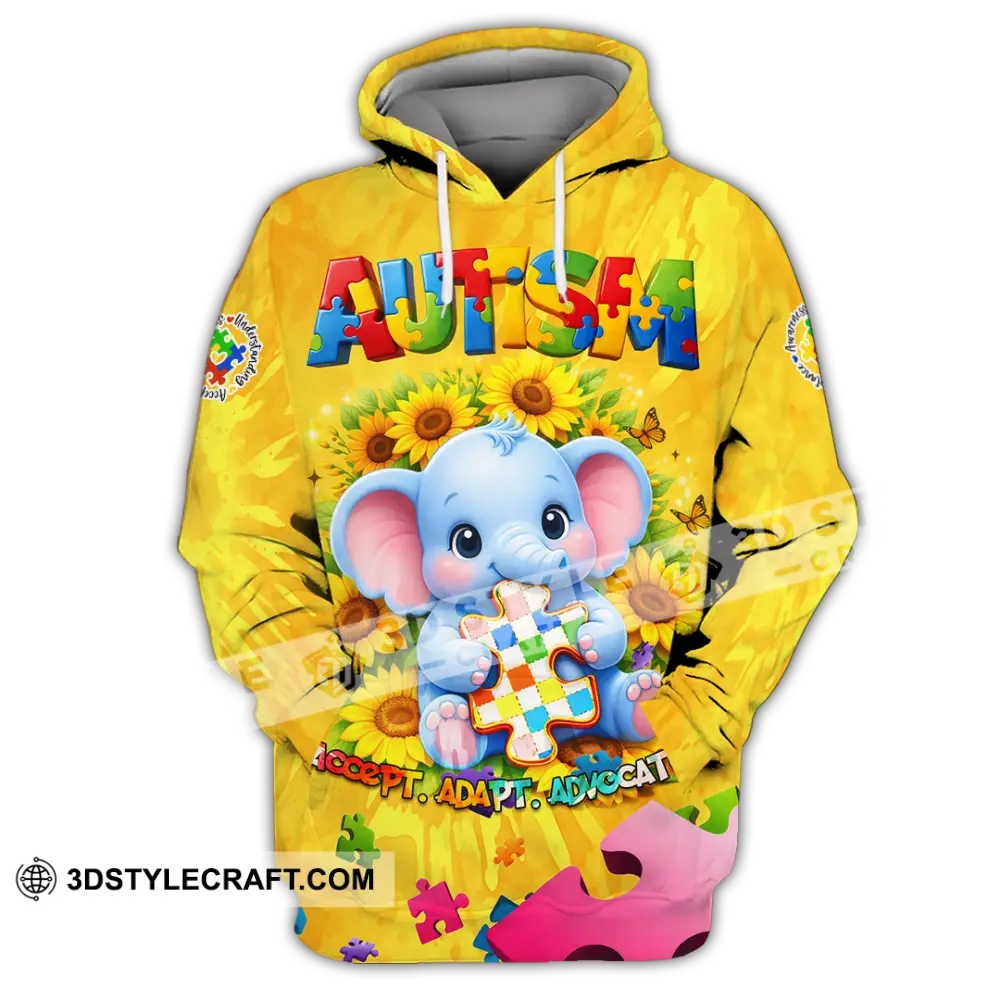 Unisex Shirt - Accept Adapt Advocate Autism 3D Shirt Hoodie / S T-shirt