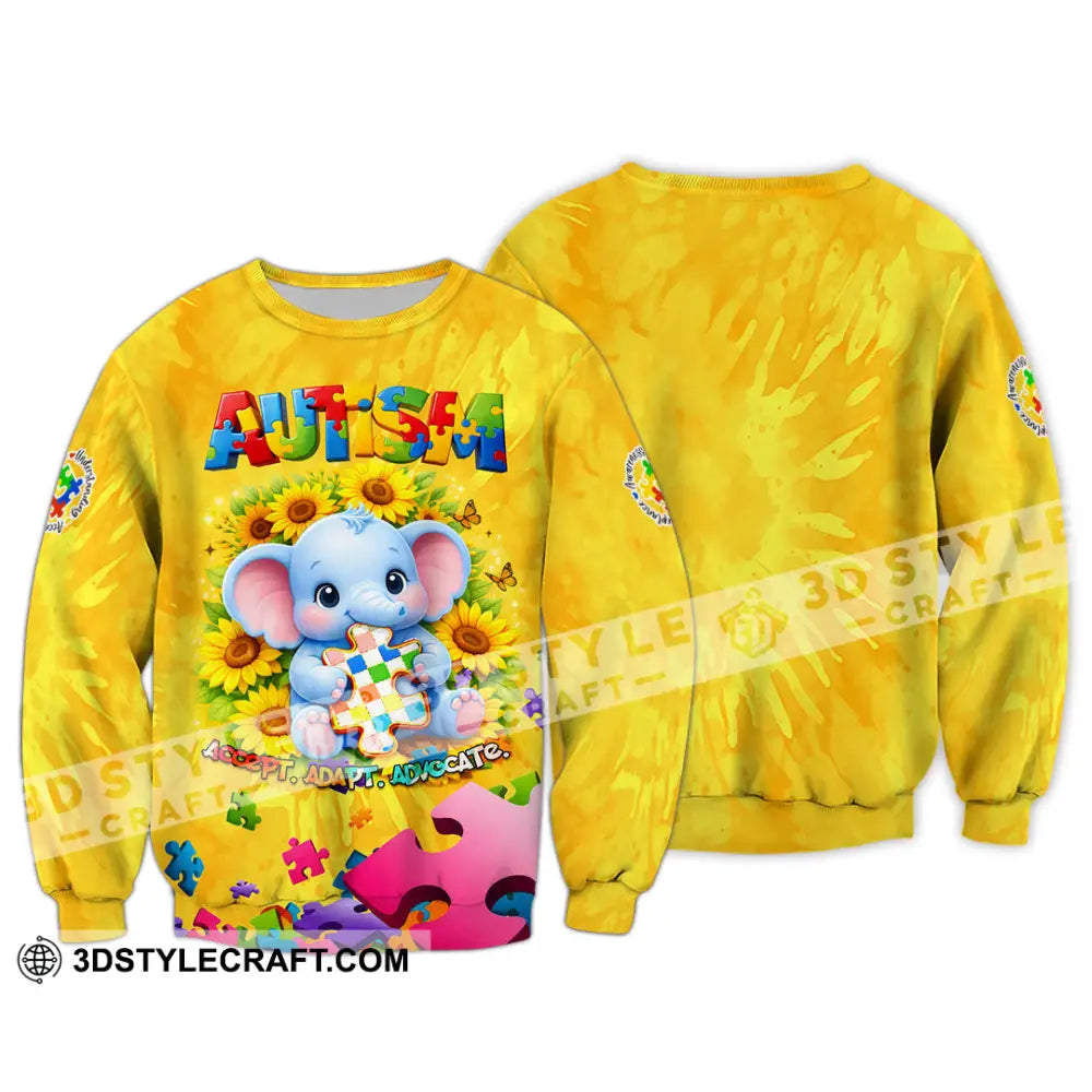Unisex Shirt - Accept Adapt Advocate Autism 3D Shirt Long Sleeve / S T-shirt