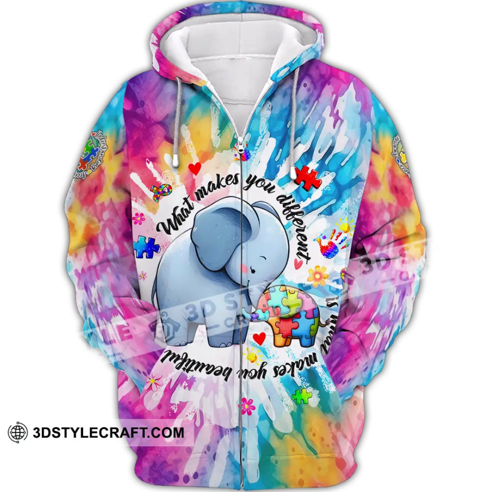 Unisex Shirt - Autism What Make You Different 3D Shirt Zipper Hoodie / S T-shirt
