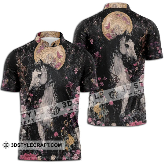 Unisex Shirt - Black Horse And Flowers, Horse Graphic, Animal Scenery Stylish Shirt style option 2