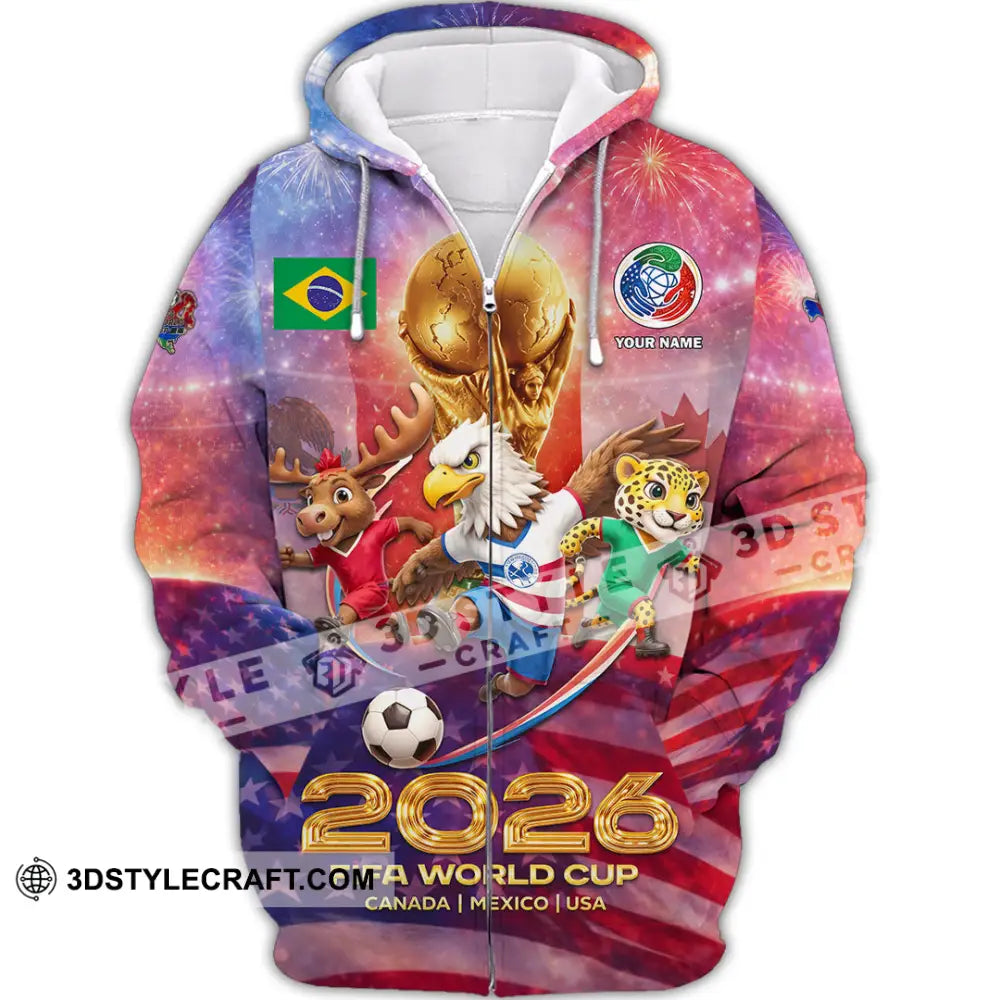 Unisex Shirt - Custom World Cup 2026 3D Shirt Zipper Hoodie / S T-shirt