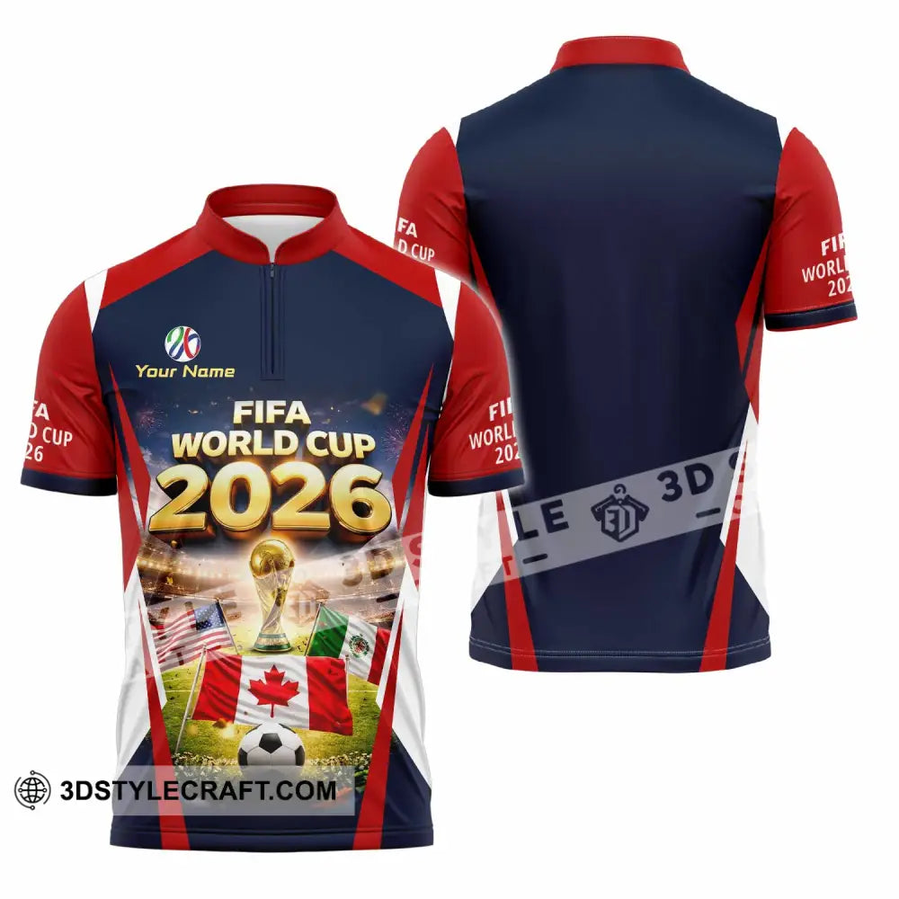 Unisex Shirt - Custom World Cup 2026 3D Shirt Zipper Polo Shirt / S T-shirt