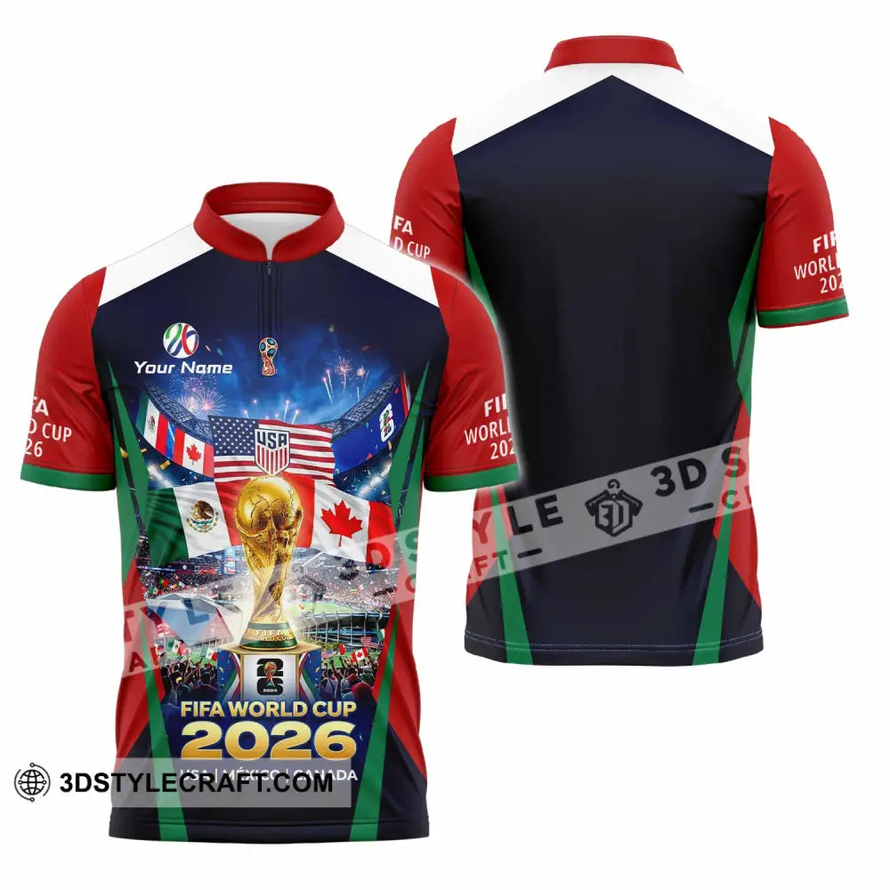 Unisex Shirt - Custom World Cup 2026 3D Shirt Zipper Polo Shirt / S T-shirt