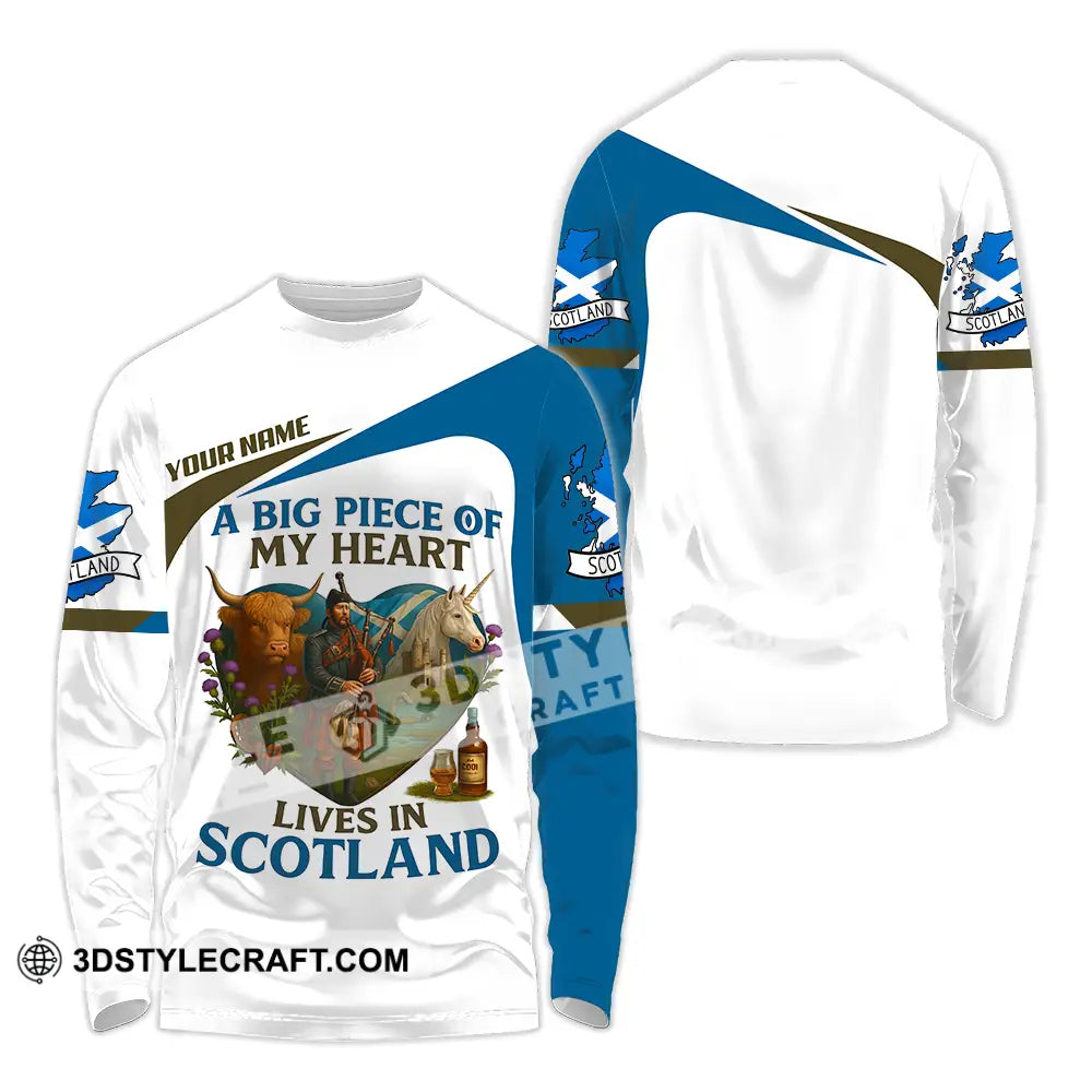 Unisex Shirt - Custom A Big Piece Of My Heart Lives In Scotland Shirt Long Sleeve Shirt / S T-shirt