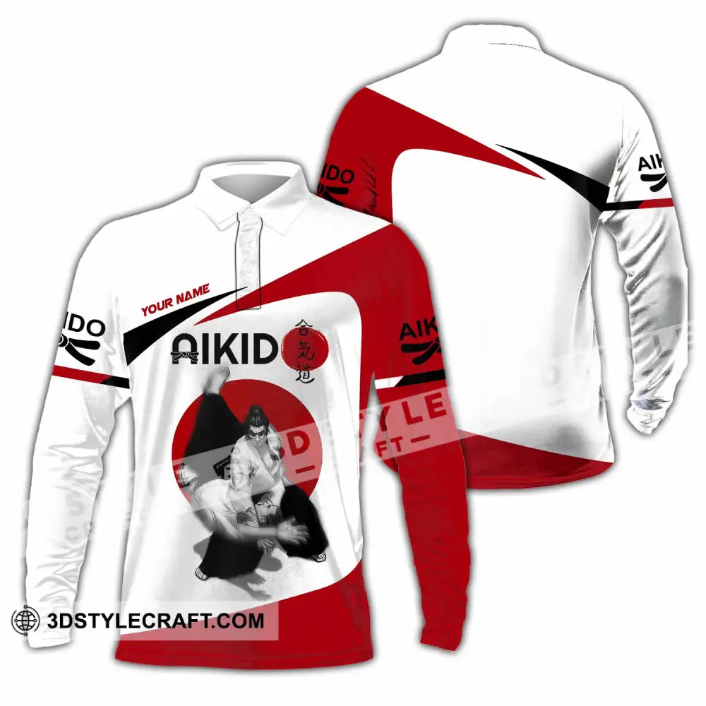 Unisex Shirt - Custom Aikido 3D Shirt Long Sleeve Polo / S T-shirt