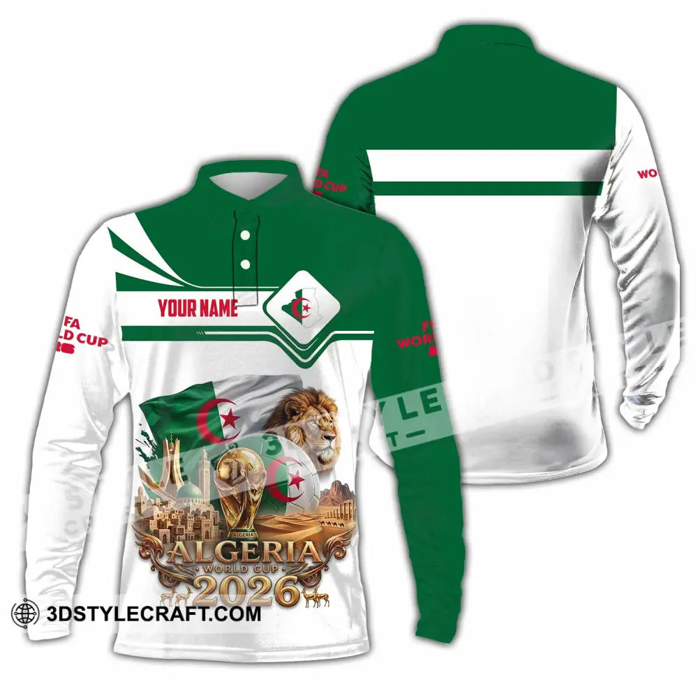 Unisex Shirt - Custom Algeria World Cup 2026 Shirt - Long Sleeve Polo / S - T-shirt