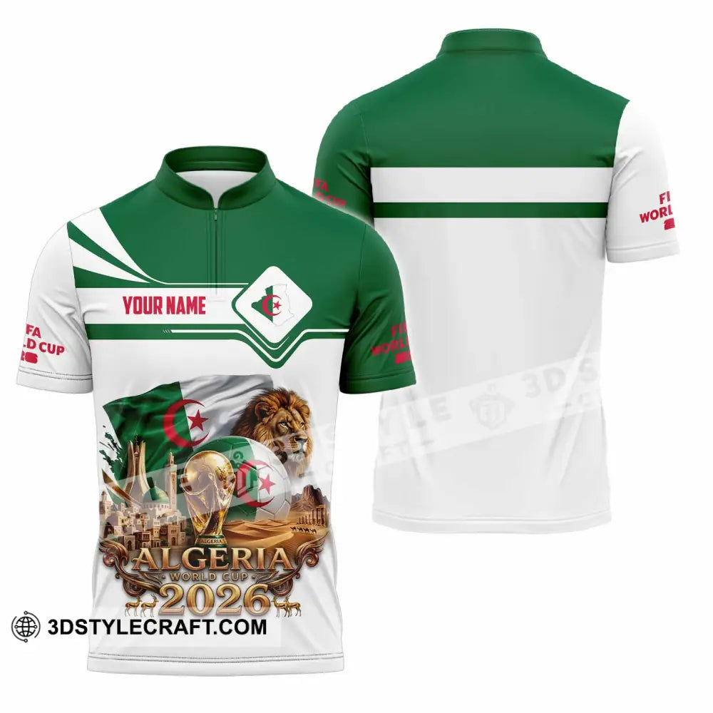 Unisex Shirt - Custom Algeria World Cup 2026 Shirt - Zipper Polo Shirt / S - T-shirt