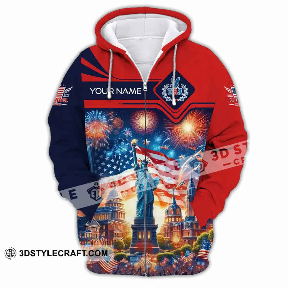 Unisex Shirt - Custom America Shirt Zipper Hoodie / S T-shirt