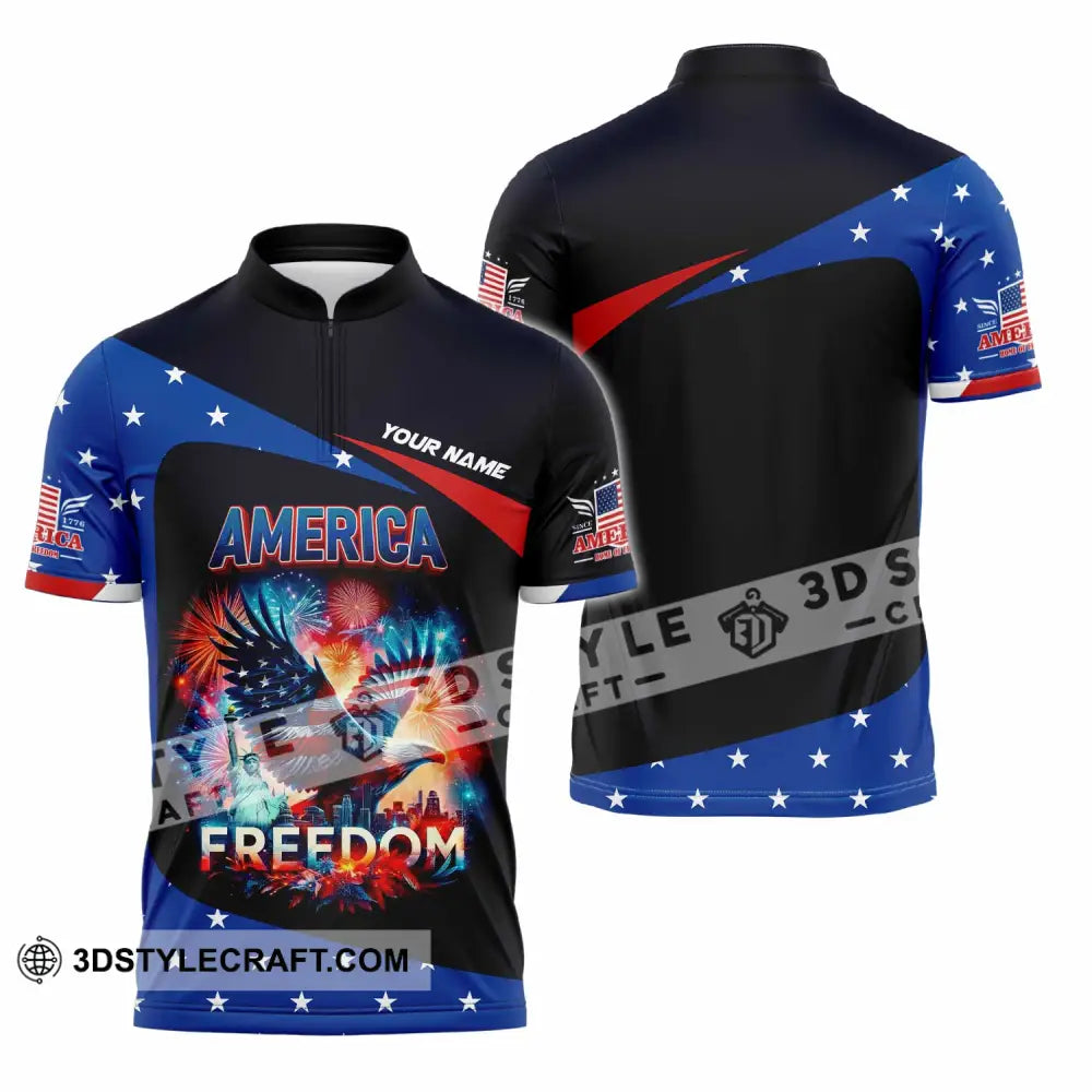 Unisex Shirt - Custom America Shirt Zipper Polo Shirt / S T-shirt