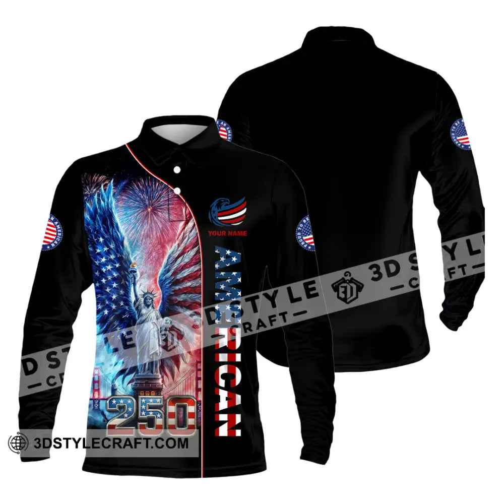 Unisex Shirt - Custom American 250 3D Shirt Long Sleeve Polo / S T-shirt