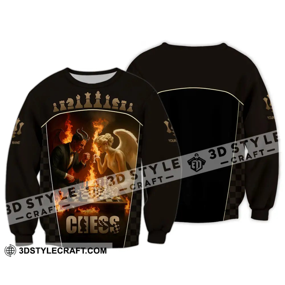 Unisex Shirt - Custom Angels & Demons Chess Shirt For Couple Long Sleeve / S T-shirt
