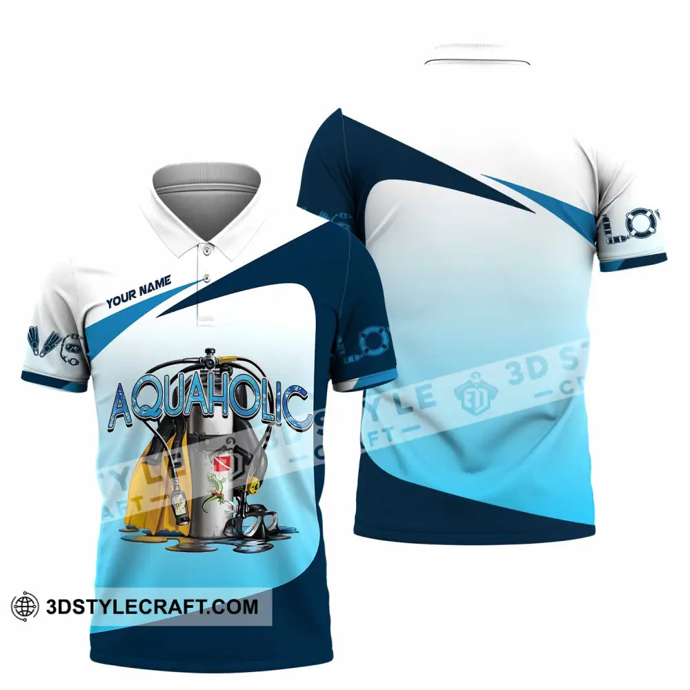 Unisex Shirt - Custom Aquaholic Scuba Diving Diver Shirt Polo Shirt / S T-shirt
